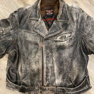 Vintage MENS heavy leather motorcycle jacket